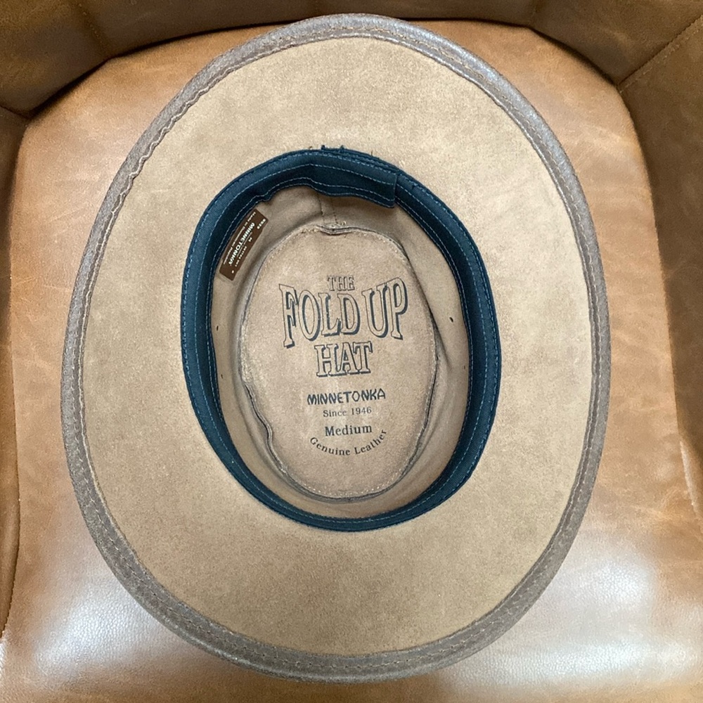 COPY - Minnetonka Unisex Tan Leather Fold Up Hat - Picture 7 of 17
